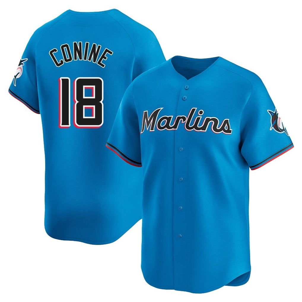 Leonaf M.Marlins #18 Griffin Conine Player Blue Home Limited Stitched Jerseys