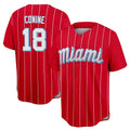 Leonaf M.Marlins #18 Griffin Conine Player Red City Connect Home Game Stitched Jerseys