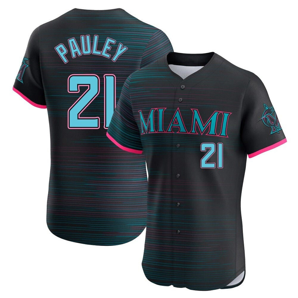 Leonaf M.Marlins #21 Graham Pauley Player Black City Connect Home Limited Elite Stitched Jerseys