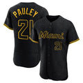 Leonaf M.Marlins #21 Graham Pauley Player Black Snake Skin City Home Limited Elite Stitched Jerseys