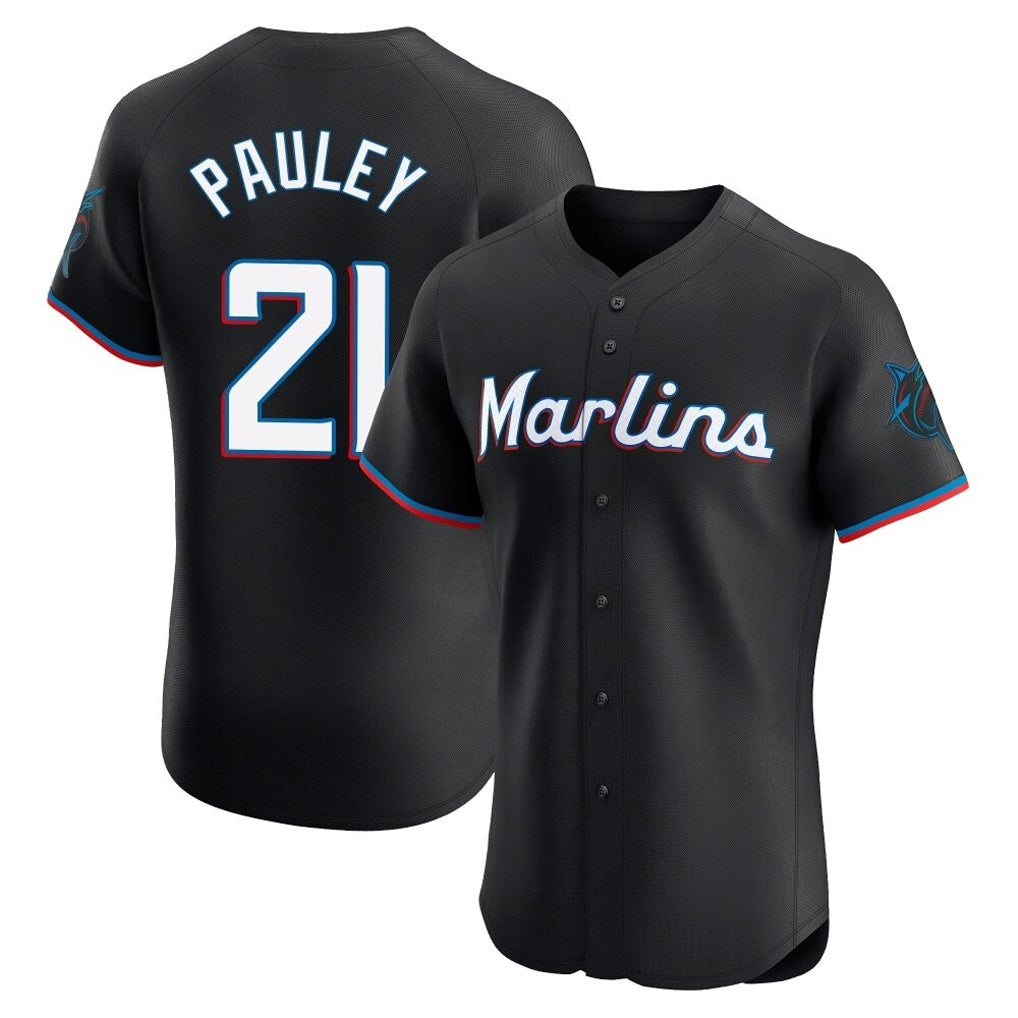 Leonaf M.Marlins #21 Graham Pauley Player Black Vapor Home Limited Elite Stitched Jerseys