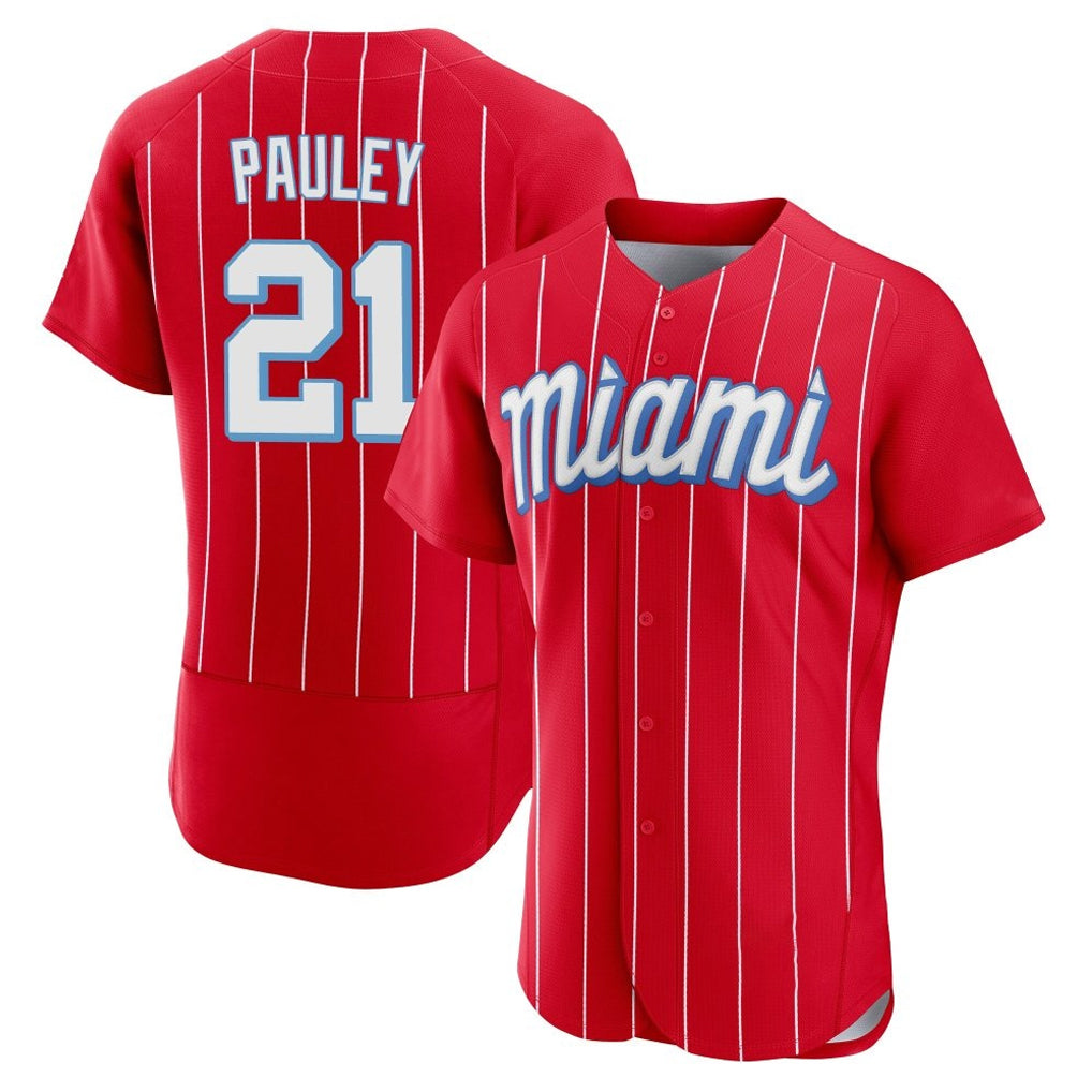 Leonaf M.Marlins #21 Graham Pauley Player Red City Connect Home Limited Elite Stitched Jerseys