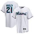 Leonaf M.Marlins #21 Graham Pauley Player White  Home Game Stitched Jerseys