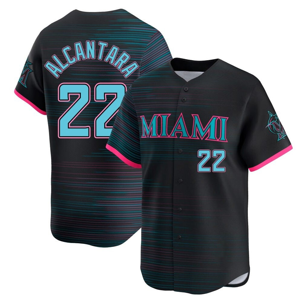 Leonaf M.Marlins #22 Sandy Alcantara Player Black City Connect Home Limited Stitched Jerseys