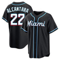 Leonaf M.Marlins #22 Sandy Alcantara Player Black Fashion Out Home Game Stitched Jerseys