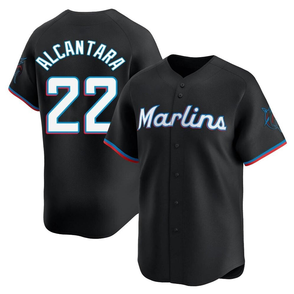 Leonaf M.Marlins #22 Sandy Alcantara Player Black  Home Limited Stitched Jerseys