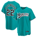 Leonaf M.Marlins #22 Sandy Alcantara Player Teal  Home Game Stitched Jerseys