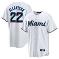 Leonaf M.Marlins #22 Sandy Alcantara Player White Home Game Stitched Jerseys