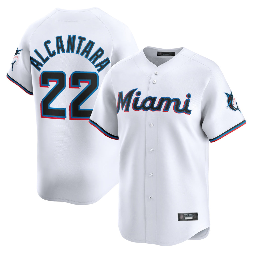 Leonaf M.Marlins #22 Sandy Alcantara Player White Home Limited Stitched Jerseys