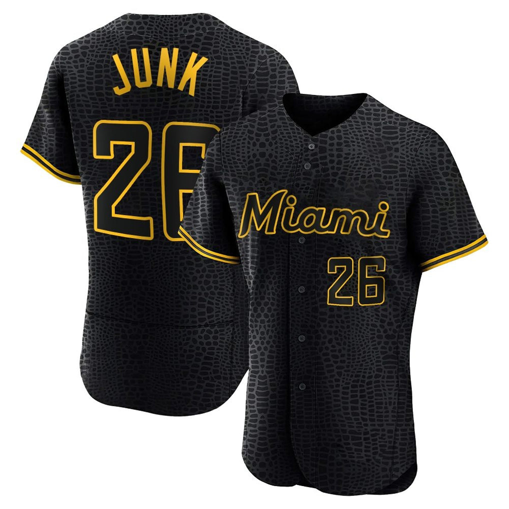 Leonaf M.Marlins #26 Janson Junk Player Black Snake Skin City Home Limited Elite Stitched Jerseys