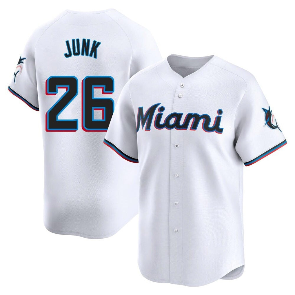Leonaf M.Marlins #26 Janson Junk Player White Home Limited Stitched Jerseys