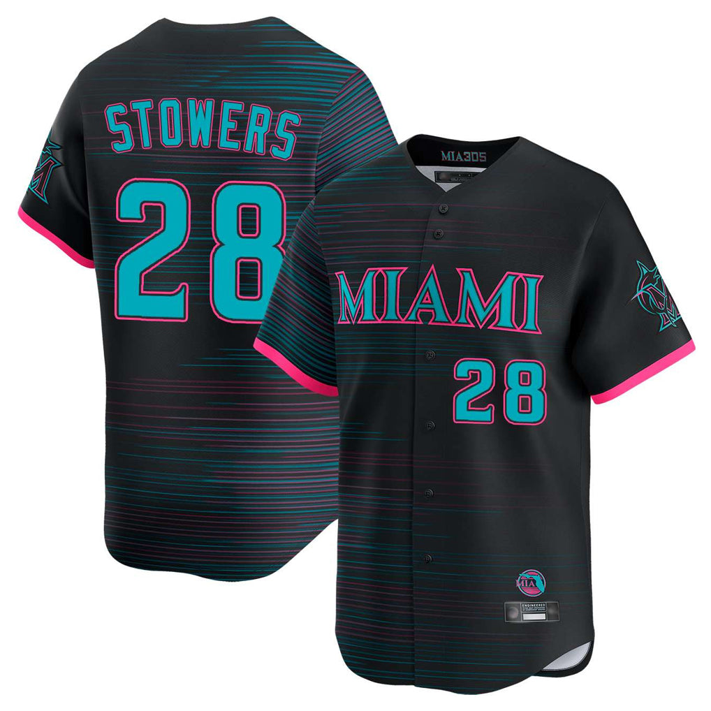 Leonaf M.Marlins #28 Kyle Stowers Player Black City Connect Home Limited Stitched Jerseys