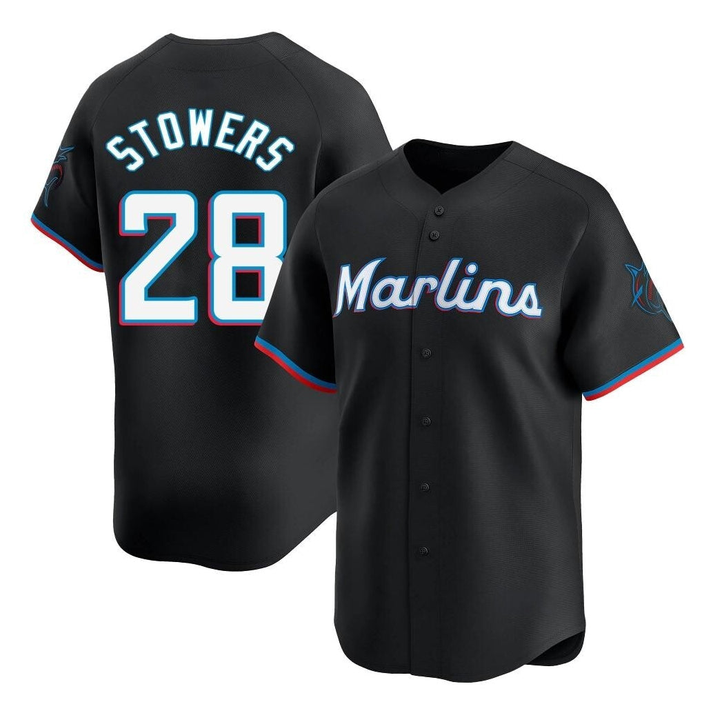 Leonaf M.Marlins #28 Kyle Stowers Player Black Home Limited Stitched Jerseys