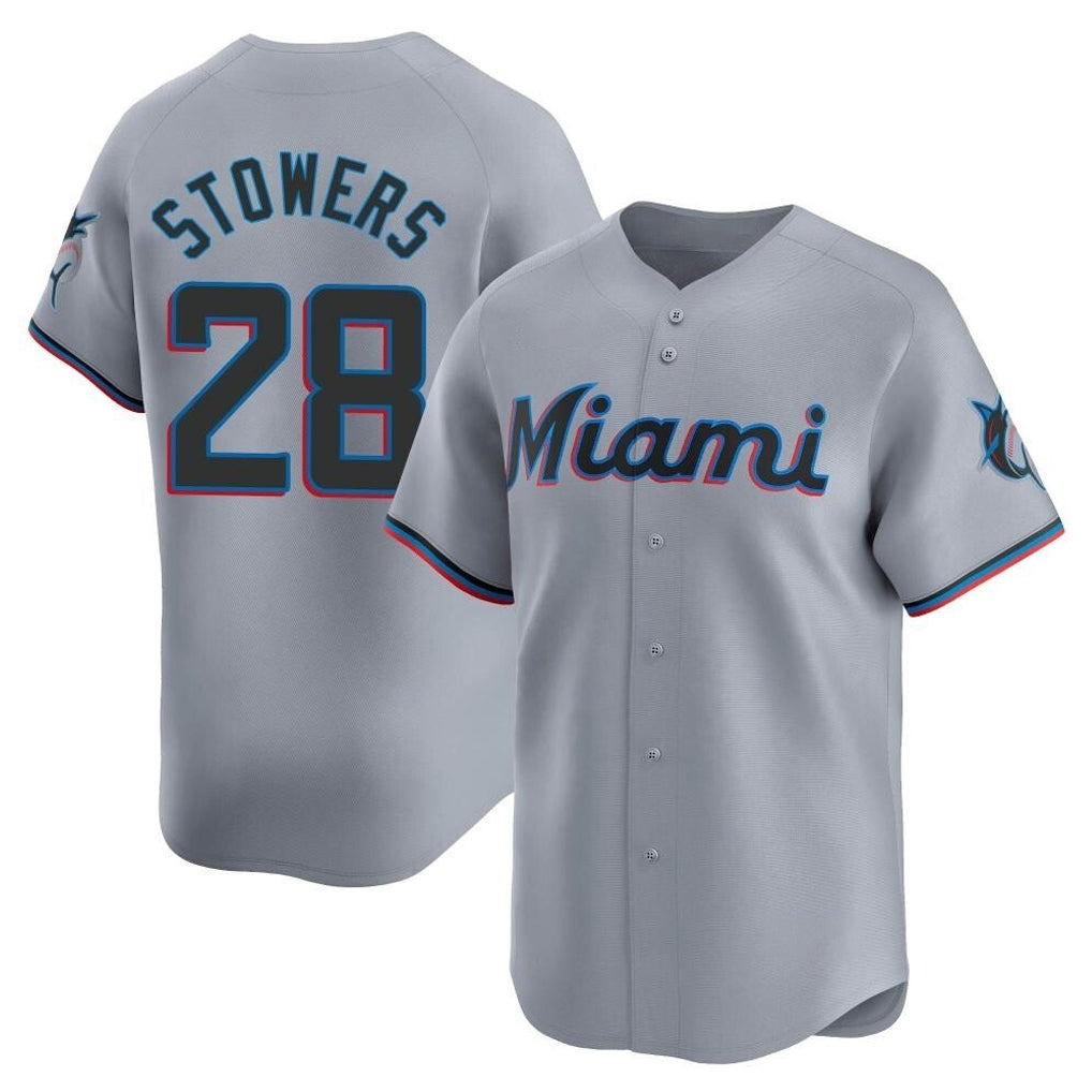 Leonaf M.Marlins #28 Kyle Stowers Player Gray Home Limited Stitched Jerseys
