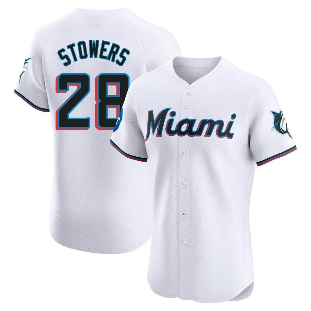 Leonaf M.Marlins #28 Kyle Stowers Player White  Home Limited Elite Stitched Jerseys