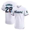 Leonaf M.Marlins #28 Kyle Stowers Player White  Home Limited Elite Stitched Jerseys