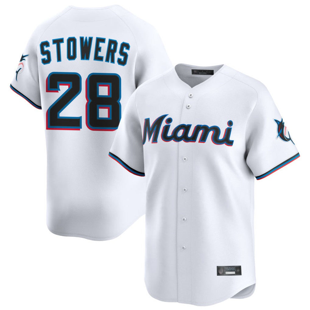 Leonaf M.Marlins #28 Kyle Stowers Player White  Home Limited Stitched Jerseys