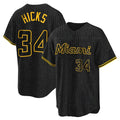 Leonaf M.Marlins #34 Liam Hicks Player Black Snake Skin City Home Game Stitched Jerseys