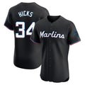 Leonaf M.Marlins #34 Liam Hicks Player Black Vapor Home Limited Elite Stitched Jerseys