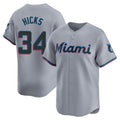 Leonaf M.Marlins #34 Liam Hicks Player Gray Home Limited Stitched Jerseys