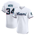 Leonaf M.Marlins #34 Liam Hicks Player White  Home Limited Elite Stitched Jerseys