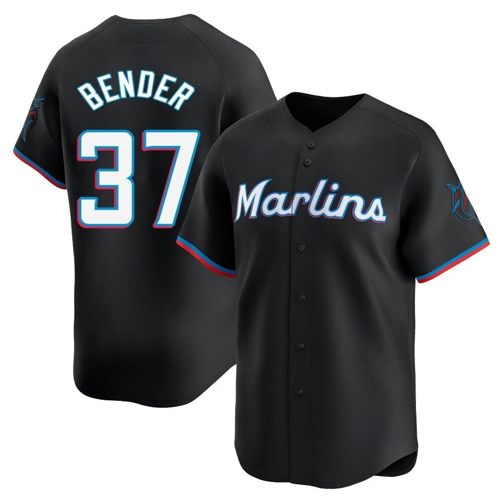 Leonaf M.Marlins #37 Anthony Bender Player Black  Home Limited Stitched Jerseys