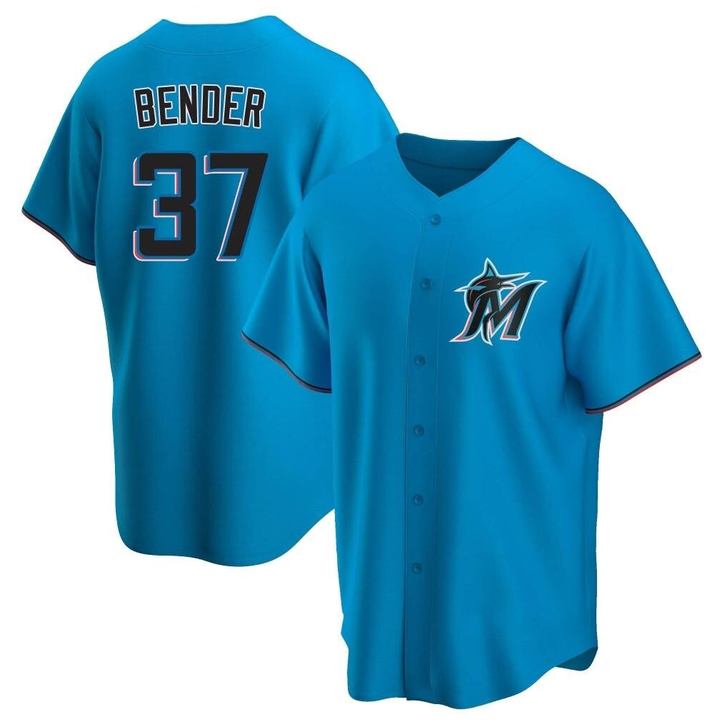 Leonaf M.Marlins #37 Anthony Bender Player Blue Home Game Stitched Jerseys