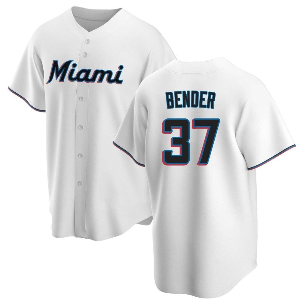 Leonaf M.Marlins #37 Anthony Bender Player White  Home Game Stitched Jerseys