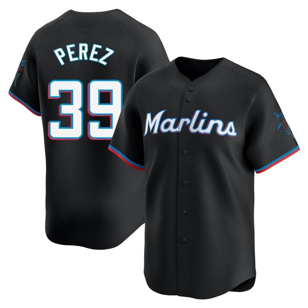 Leonaf M.Marlins #39 Eury Perez Player Black  Home Limited Stitched Jerseys