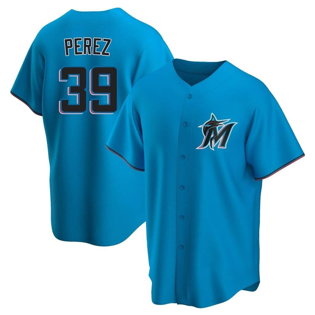 Leonaf M.Marlins #39 Eury Perez Player Blue Home Game Stitched Jerseys