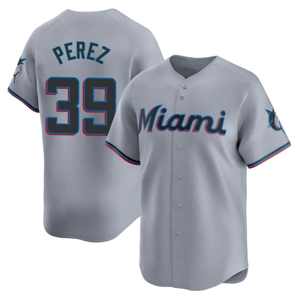 Leonaf M.Marlins #39 Eury Perez Player Gray Home Limited Stitched Jerseys