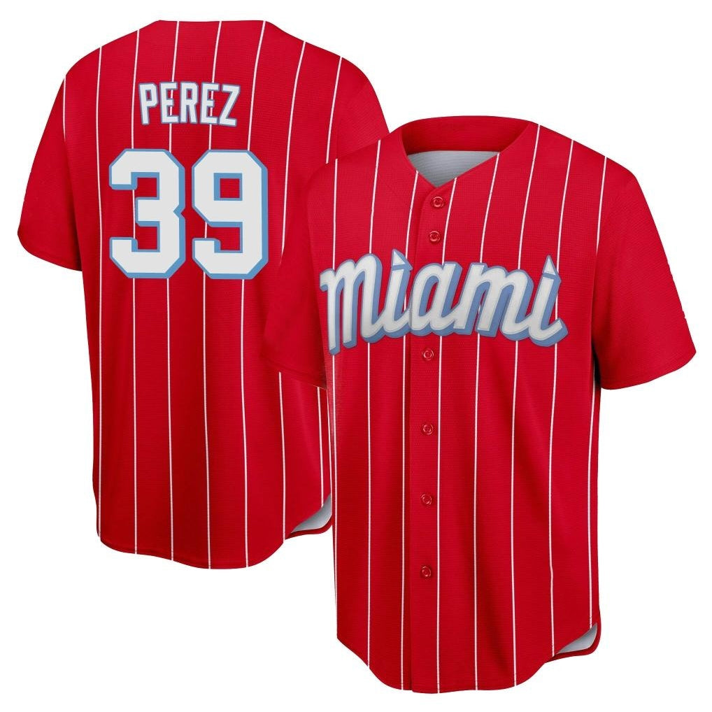 Leonaf M.Marlins #39 Eury Perez Player Red City Connect Home Game Stitched Jerseys