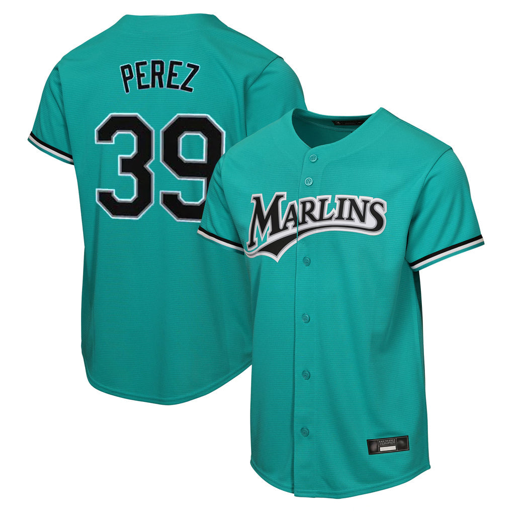 Leonaf M.Marlins #39 Eury Perez Player Teal Home Game Stitched Jerseys