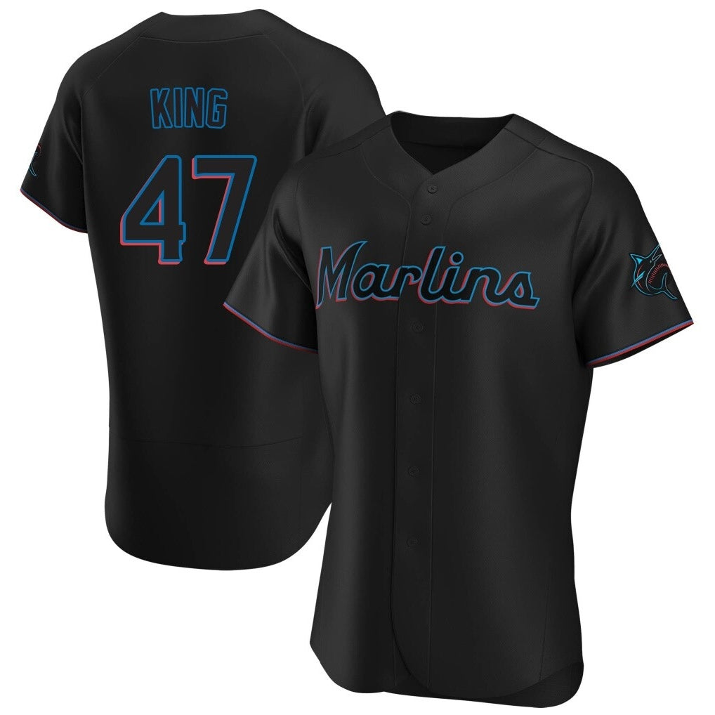 Leonaf M.Marlins #47 John King Player Black Home Limited Elite Stitched Jerseys