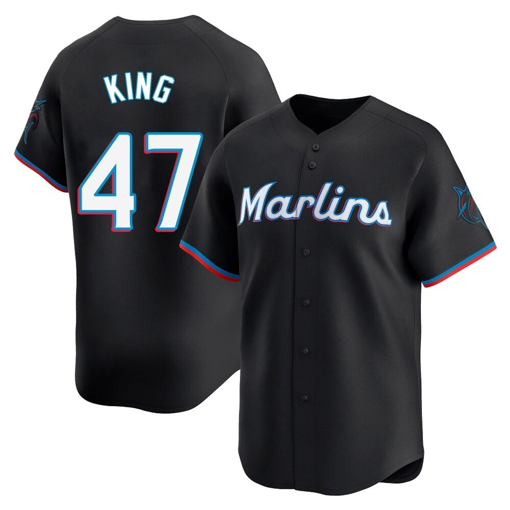 Leonaf M.Marlins #47 John King Player Black Home Limited Stitched Jerseys
