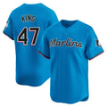 Leonaf M.Marlins #47 John King Player Blue Home Limited Stitched Jerseys