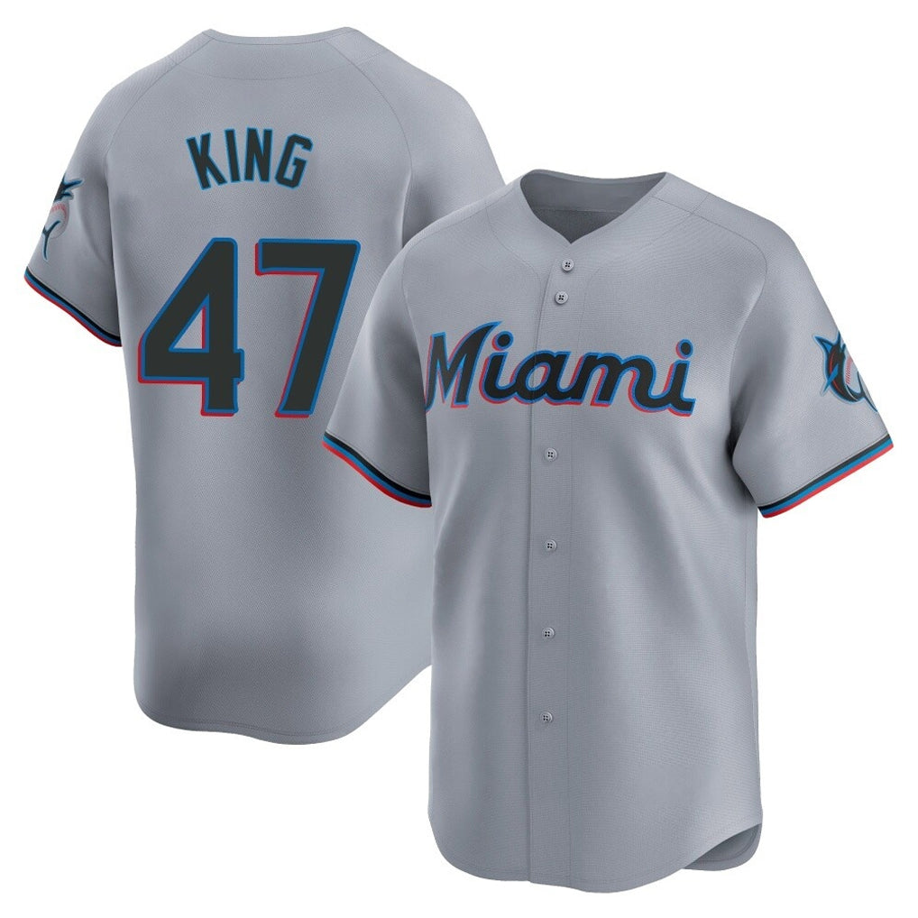 Leonaf M.Marlins #47 John King Player Gray  Home Limited Stitched Jerseys