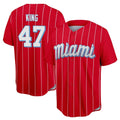 Leonaf M.Marlins #47 John King Player Red City Connect Home Game Stitched Jerseys