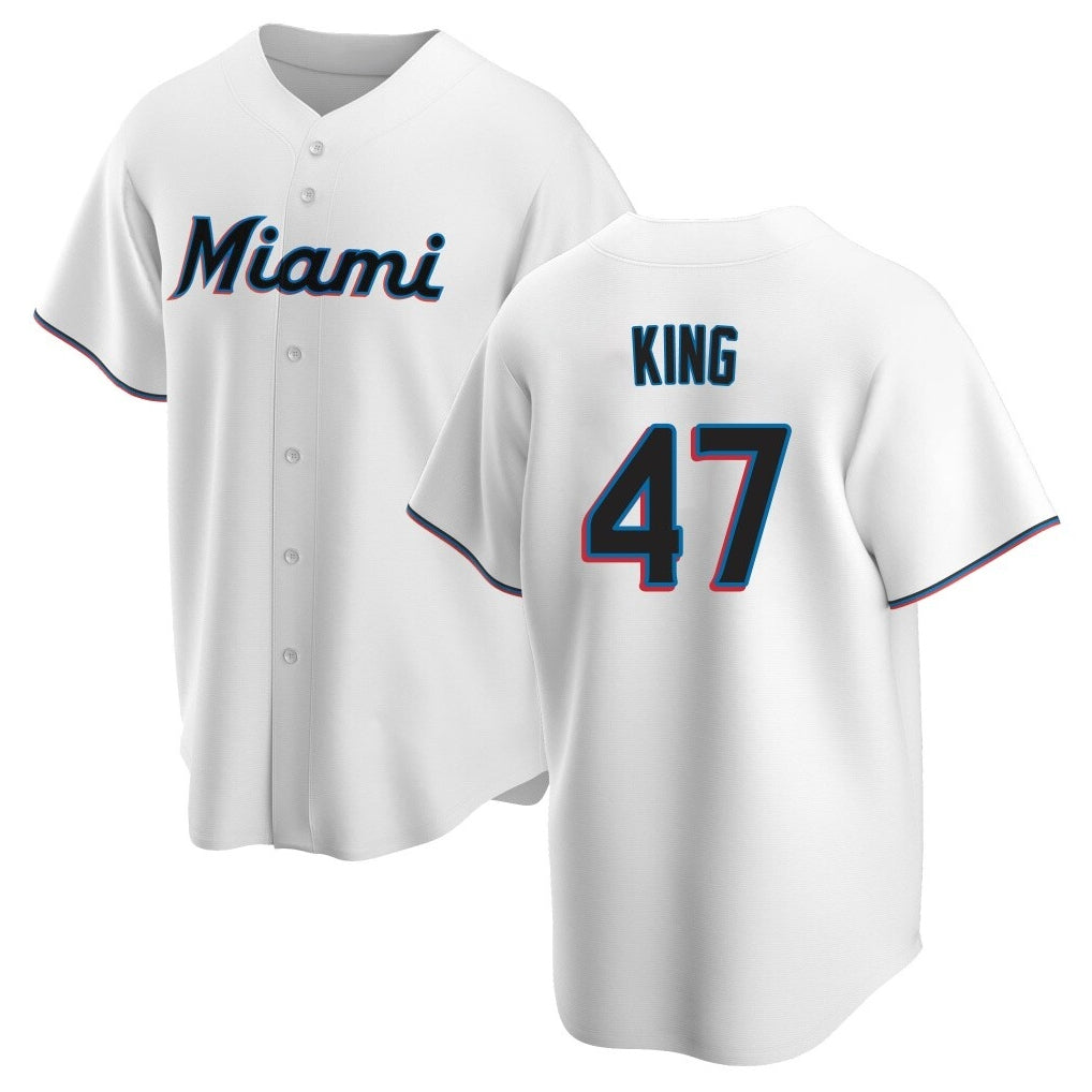 Leonaf M.Marlins #47 John King Player White  Home Game Stitched Jerseys