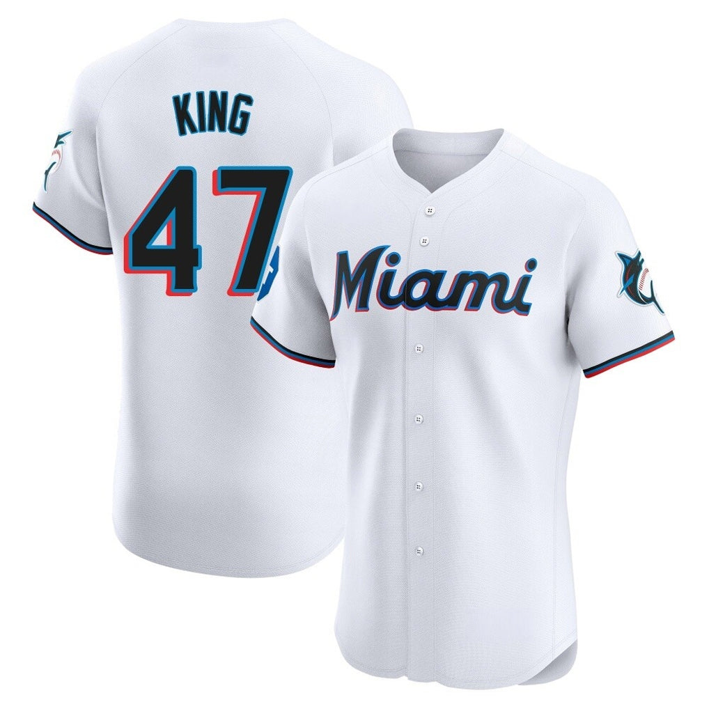 Leonaf M.Marlins #47 John King Player White  Home Limited Elite Stitched Jerseys