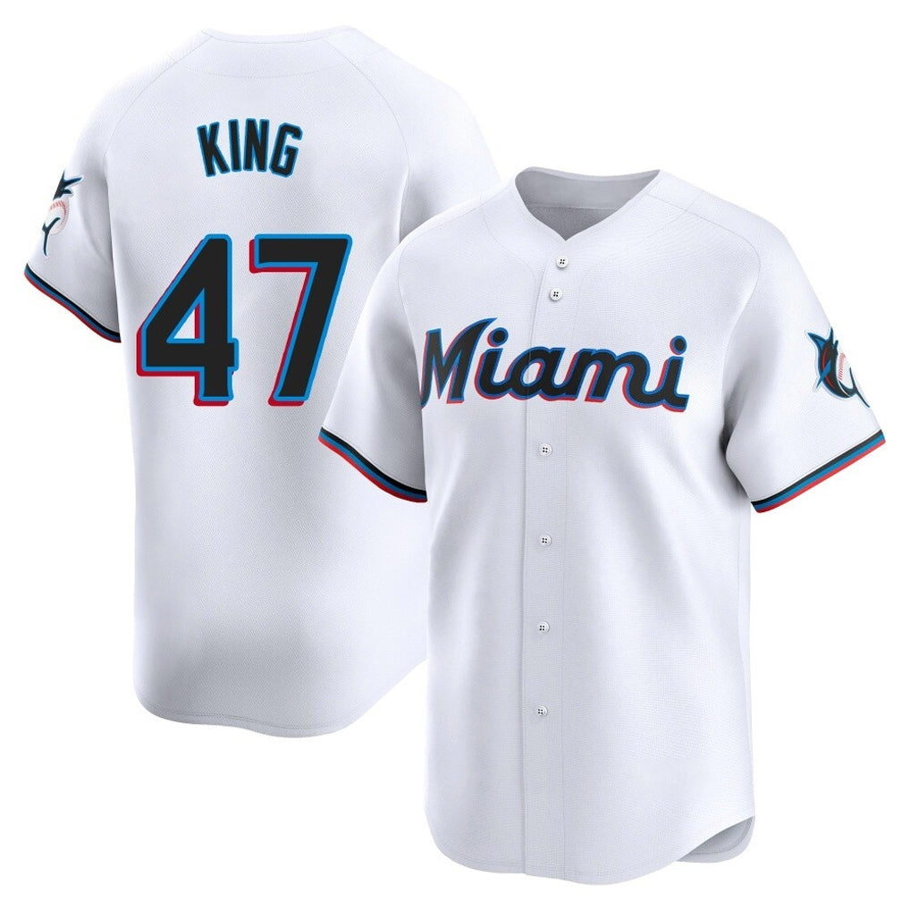 Leonaf M.Marlins #47 John King Player White  Home Limited Stitched Jerseys