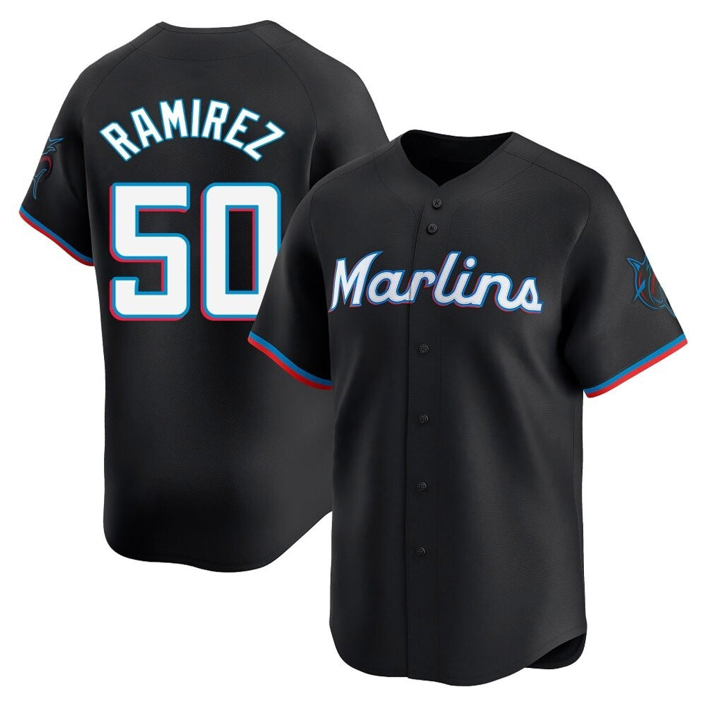 Leonaf M.Marlins #50 Agustin Ramirez Player Black  Home Limited Stitched Jerseys
