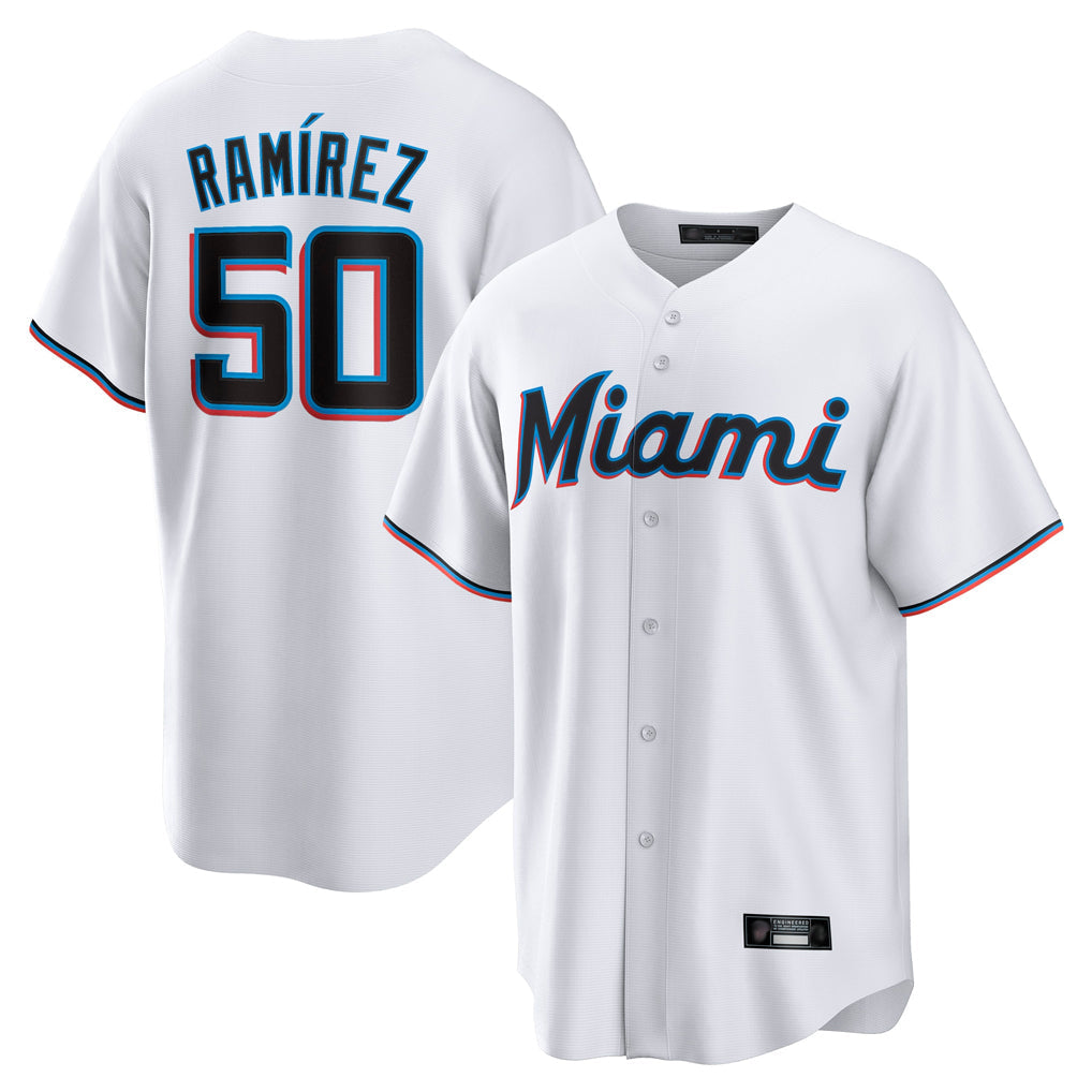 Leonaf M.Marlins #50 Agustin Ramirez Player White  Home Game Stitched Jerseys