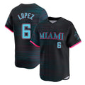Leonaf M.Marlins #6 Otto Lopez Player Black City Connect Home Limited Stitched Jerseys