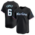 Leonaf M.Marlins #6 Otto Lopez Player Black  Home Limited Stitched Jerseys