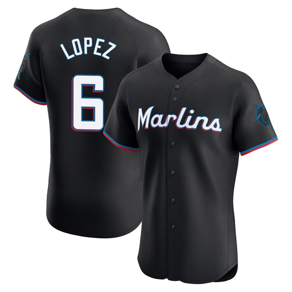 Leonaf M.Marlins #6 Otto Lopez Player Black Vapor Home Limited Elite Stitched Jerseys