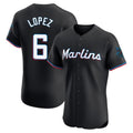 Leonaf M.Marlins #6 Otto Lopez Player Black Vapor Home Limited Elite Stitched Jerseys