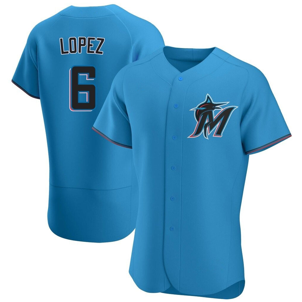Leonaf M.Marlins #6 Otto Lopez Player Blue Home Limited Elite Stitched Jerseys