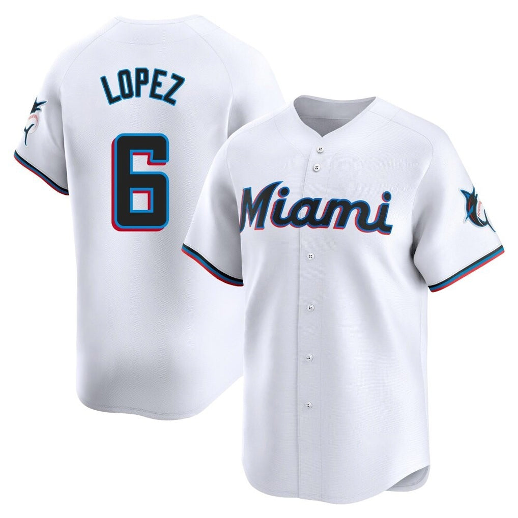 Leonaf M.Marlins #6 Otto Lopez Player White  Home Limited Stitched Jerseys