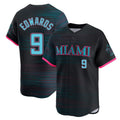 Leonaf M.Marlins #9 Xavier Edwards Player Black City Connect Home Limited Stitched Jerseys